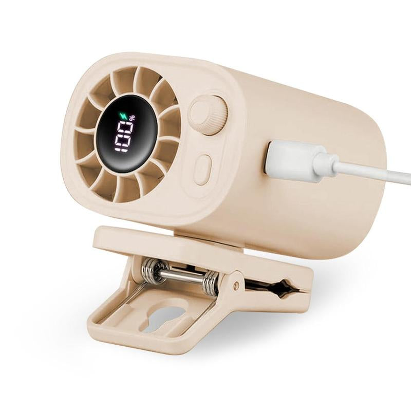 【Freeship】Car Clip on Fan with LED Display - 360° Rotation, 100 Speeds Adjustable, USB Rechargeable Personal Cooling Fan 1800Mah Battery