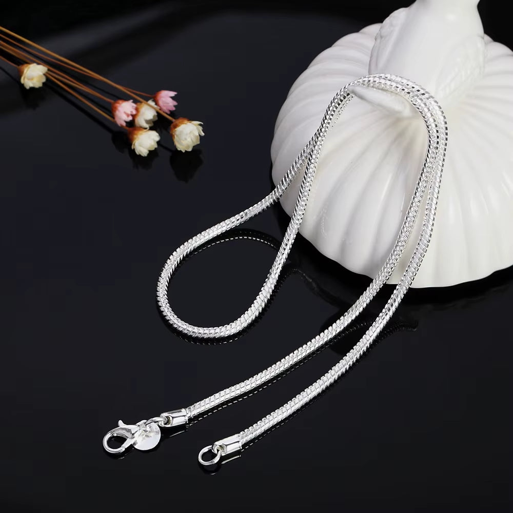 40-75Cm 925 Sterling Silver 1MM/2MM/3MM Solid Snake Chain Necklace for Men Women Fashion Jewelry for Pendant Free Shipping