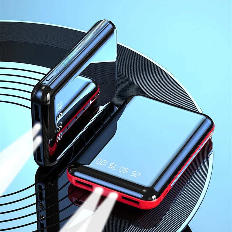 20000Mah Mini Power Bank Portable Charger Mirror Screen LED Digital Powerbank External Battery for Iphone Xiaomi Huawei Samsung