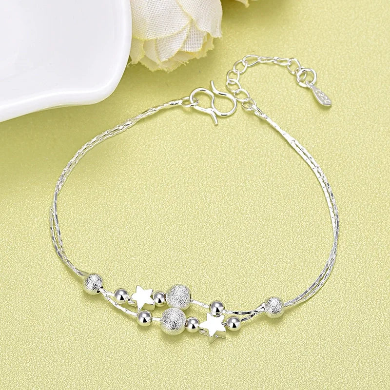925 Sterling Silver Shiny Zircon Flower Bracelets for Women Charm Temperament Chain Bracelet Party Wedding Jewelry Holiday Gifts