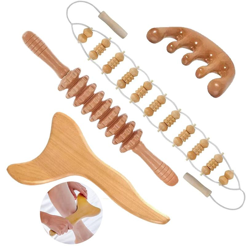 Manual Massage Tool, Wooden Massage Tool, Body Relaxation Massage Tool Set for Women & Men Daily Use, Body Care