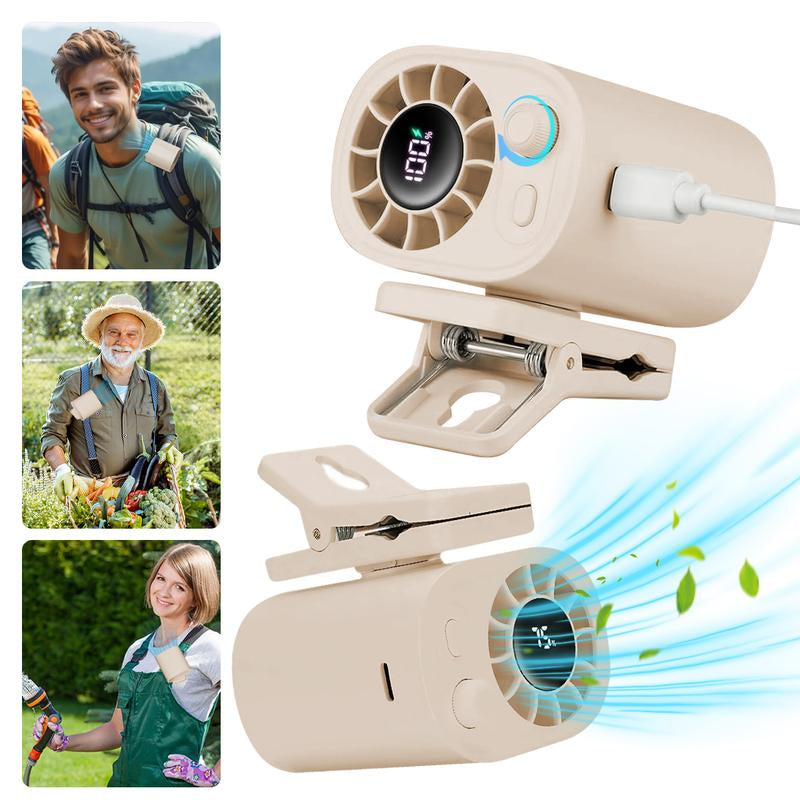 【Freeship】Car Clip on Fan with LED Display - 360° Rotation, 100 Speeds Adjustable, USB Rechargeable Personal Cooling Fan 1800Mah Battery