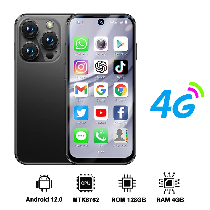 2025 NEW Mini Android Smartphone 3.88" HD Display,4G LTE/3G Wcdma,4Gb+128Gb/2Gb+16Gb,2000Mah Battery Small Mobile Phone Unlocked