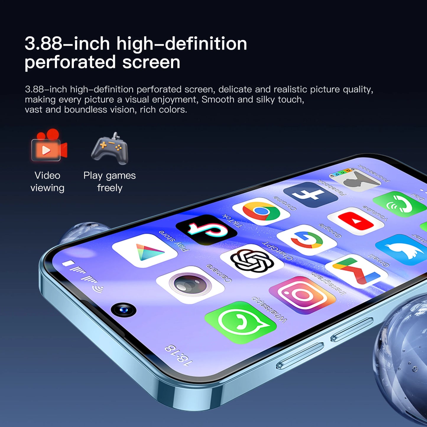 2025 NEW Mini Android Smartphone 3.88" HD Display,4G LTE/3G Wcdma,4Gb+128Gb/2Gb+16Gb,2000Mah Battery Small Mobile Phone Unlocked