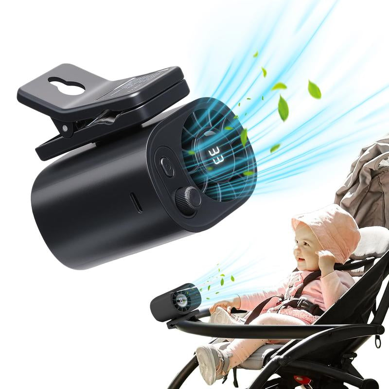 【Freeship】Car Clip on Fan with LED Display - 360° Rotation, 100 Speeds Adjustable, USB Rechargeable Personal Cooling Fan 1800Mah Battery