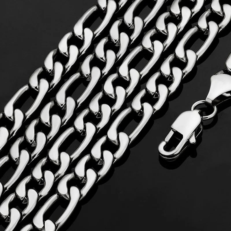 925 Sterling Silver 40-75Cm Figaro Chain Necklace Men Women Fashion Simple Chain Wedding Christmas Gift Jewelry Accessories