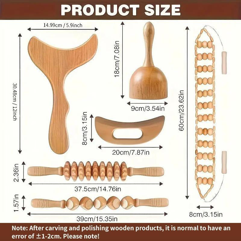Manual Massage Tool, Wooden Massage Tool, Body Relaxation Massage Tool Set for Women & Men Daily Use, Body Care