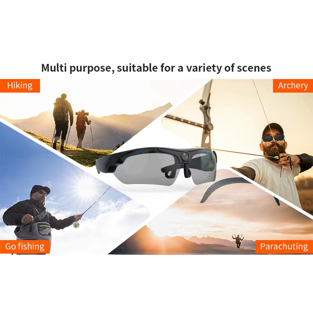 1080P HD Mini Camera Glasses Polarized Lens Smart Camcorder Outdoor Cycling Sports Security Protection Sunglasses Video Camera