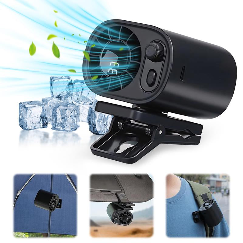 【Freeship】Car Clip on Fan with LED Display - 360° Rotation, 100 Speeds Adjustable, USB Rechargeable Personal Cooling Fan 1800Mah Battery