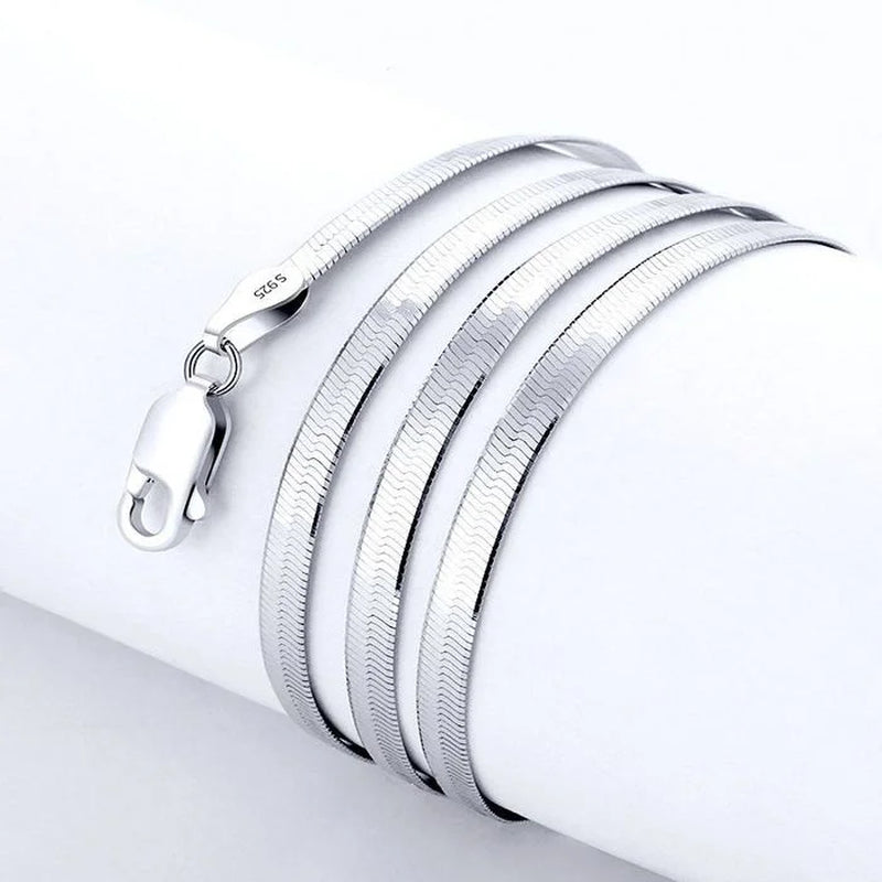 925 Sterling Silver Fine 4MM Blade Chain Necklace for Women Men Luxury Wedding Party Jewelry Holiday Gifts