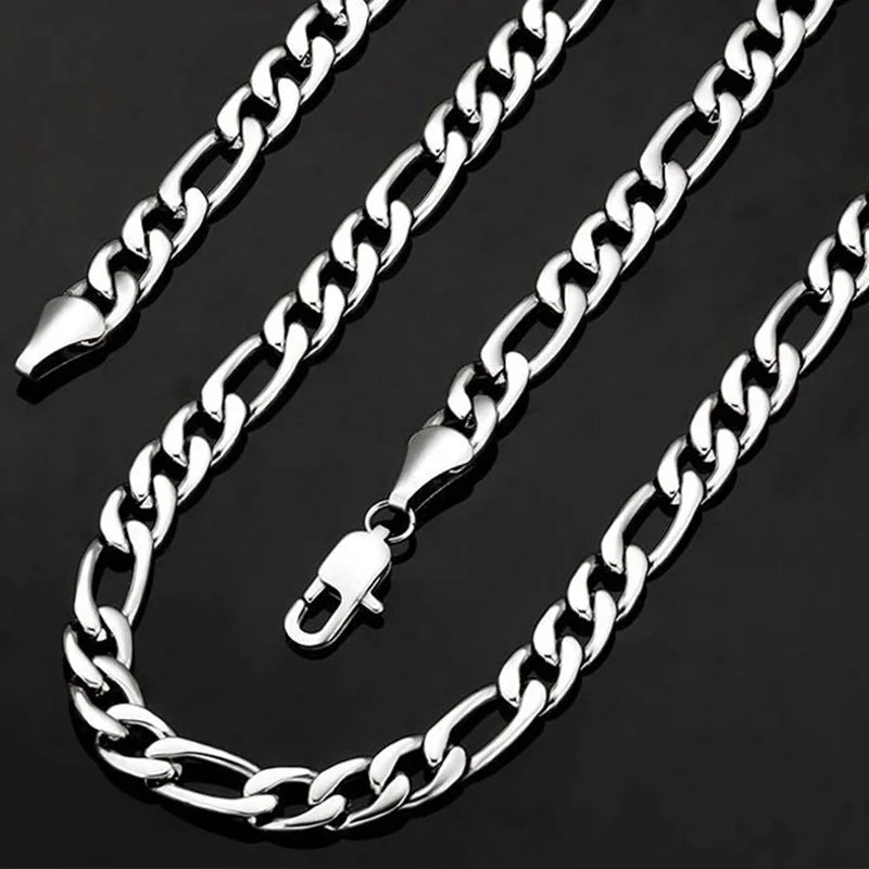 925 Sterling Silver 40-75Cm Figaro Chain Necklace Men Women Fashion Simple Chain Wedding Christmas Gift Jewelry Accessories