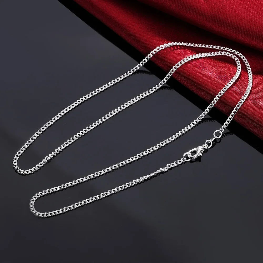 925 Sterling Silver 40-75CM LONG 2Mm Width Side Chain Necklace for Women Man Fashion Wedding Charm Jewelry