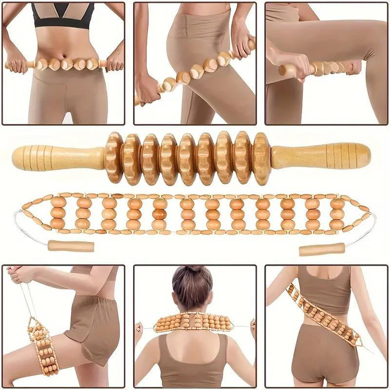 Manual Massage Tool, Wooden Massage Tool, Body Relaxation Massage Tool Set for Women & Men Daily Use, Body Care