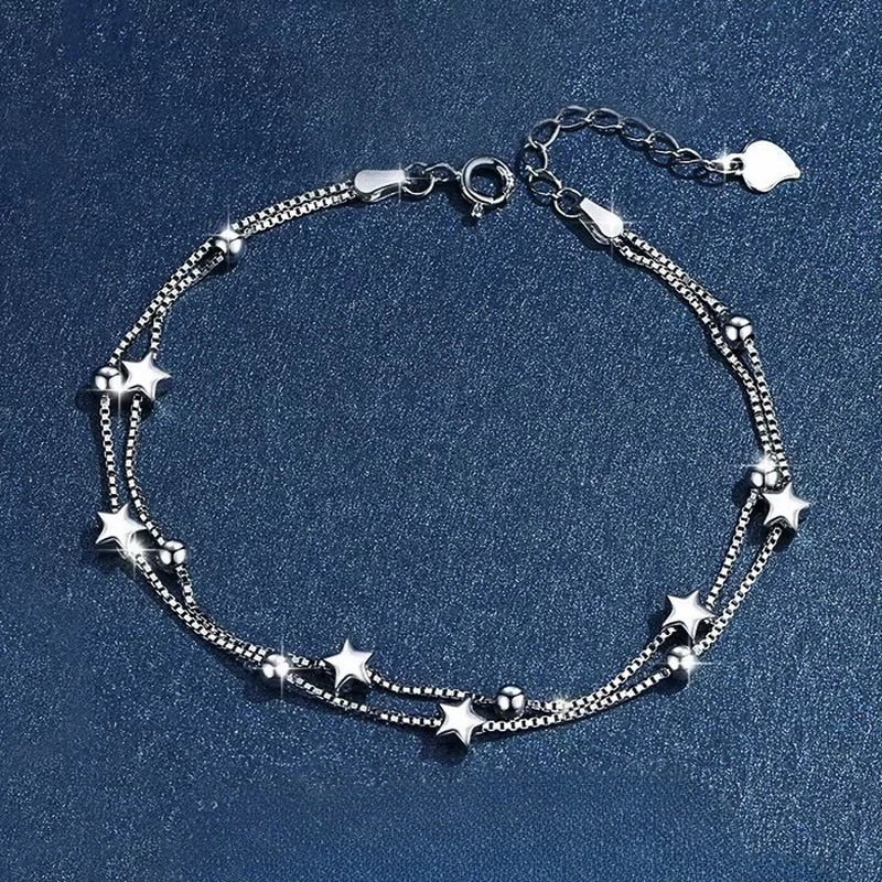 925 Sterling Silver Shiny Zircon Flower Bracelets for Women Charm Temperament Chain Bracelet Party Wedding Jewelry Holiday Gifts