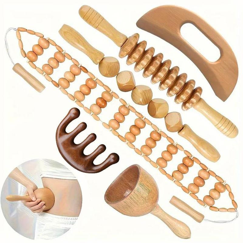Manual Massage Tool, Wooden Massage Tool, Body Relaxation Massage Tool Set for Women & Men Daily Use, Body Care