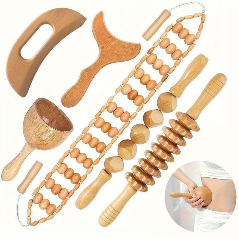 Manual Massage Tool, Wooden Massage Tool, Body Relaxation Massage Tool Set for Women & Men Daily Use, Body Care