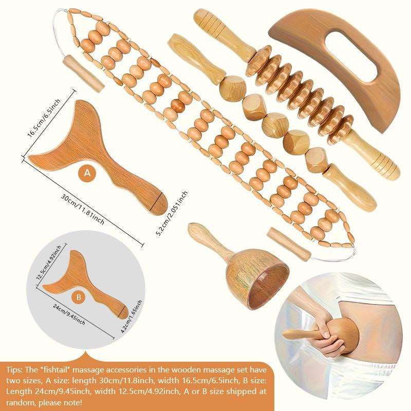 Manual Massage Tool, Wooden Massage Tool, Body Relaxation Massage Tool Set for Women & Men Daily Use, Body Care