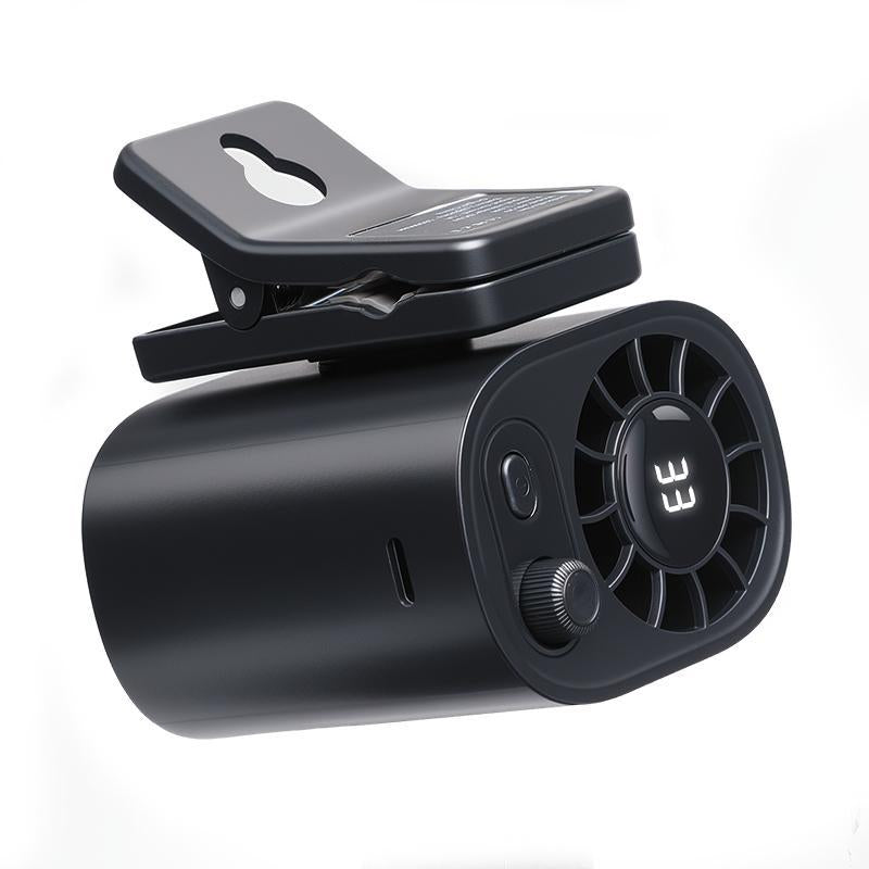 【Freeship】Car Clip on Fan with LED Display - 360° Rotation, 100 Speeds Adjustable, USB Rechargeable Personal Cooling Fan 1800Mah Battery