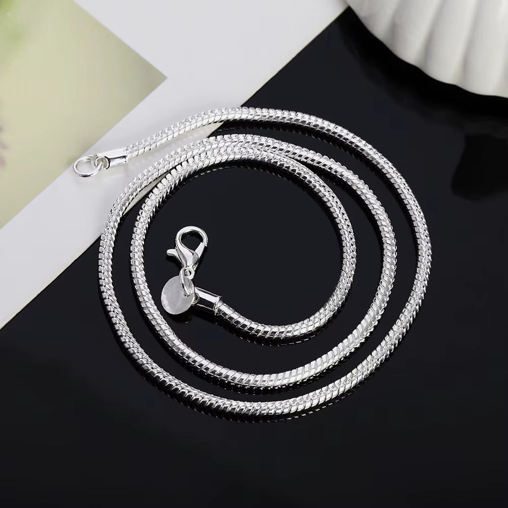 40-75Cm 925 Sterling Silver 1MM/2MM/3MM Solid Snake Chain Necklace for Men Women Fashion Jewelry for Pendant Free Shipping
