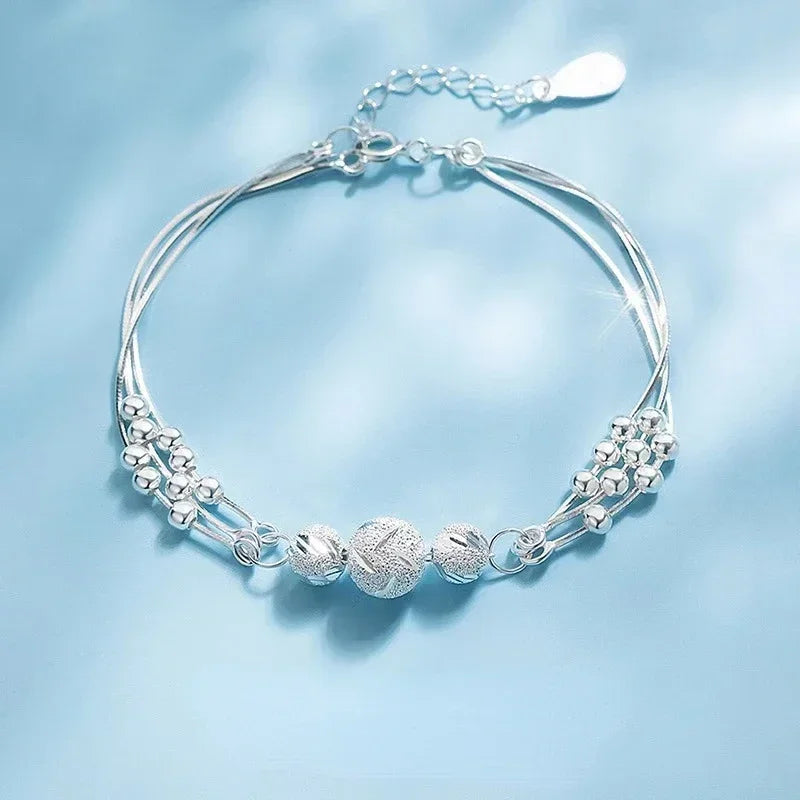 925 Sterling Silver Bracelet Partial Pearls Knots Bracelets for Women Fashion Luxury Design Bead Charm Bracelet Party Jewelry