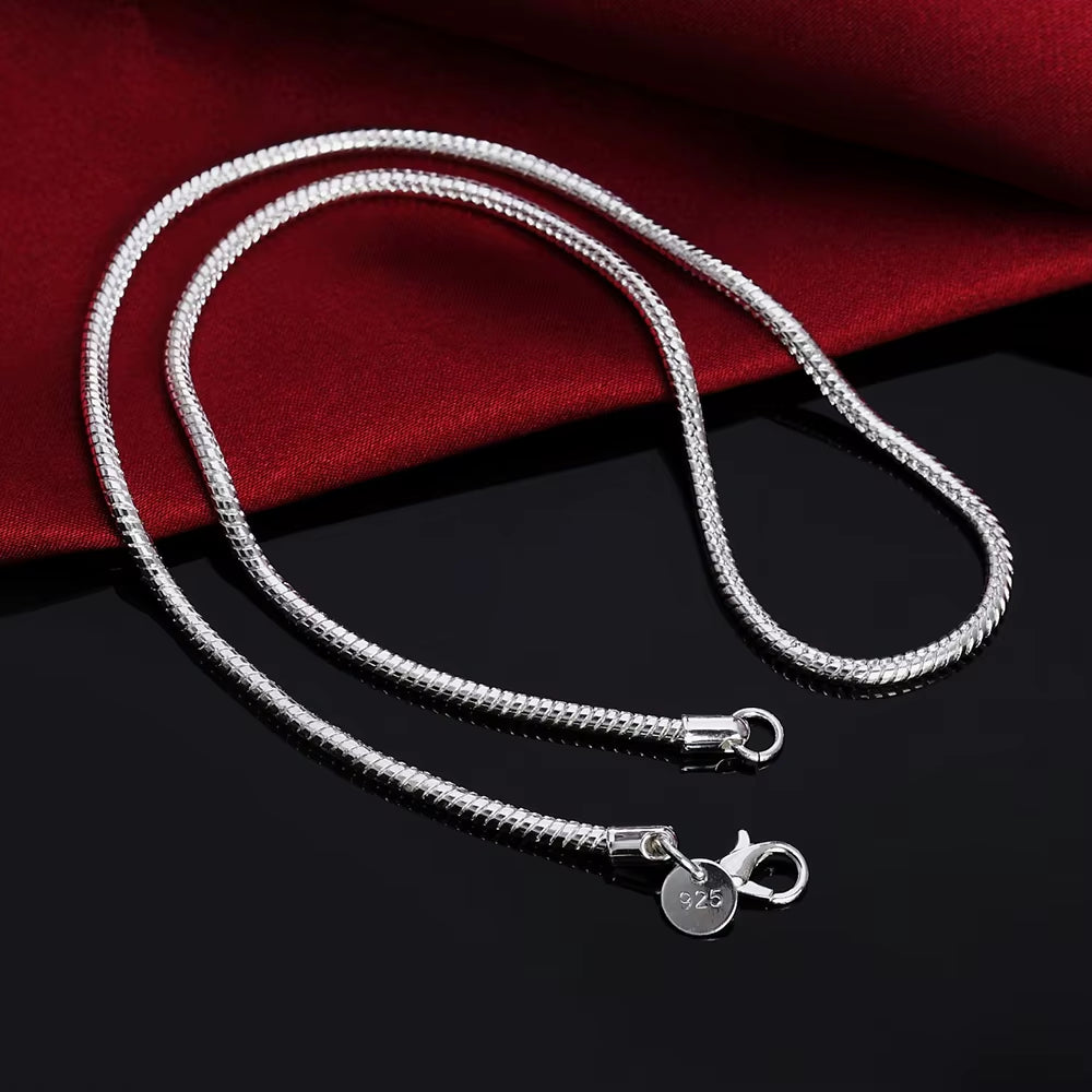 40-75Cm 925 Sterling Silver 1MM/2MM/3MM Solid Snake Chain Necklace for Men Women Fashion Jewelry for Pendant Free Shipping