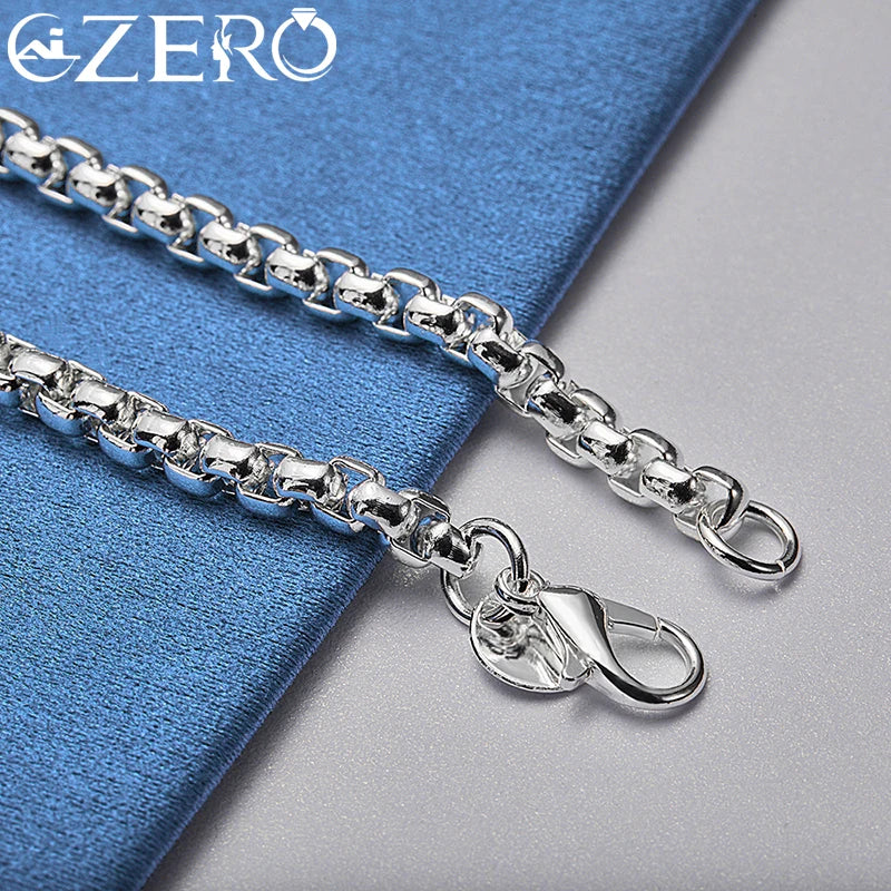 18K Gold Bracelets 925 Sterling Silver 4Mm round Box Chain Bracelet for Woman Man Fashion Jewelry Wedding Party Gift
