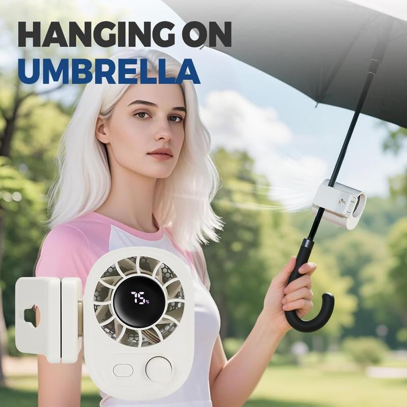 【Freeship】Car Clip on Fan with LED Display - 360° Rotation, 100 Speeds Adjustable, USB Rechargeable Personal Cooling Fan 1800Mah Battery