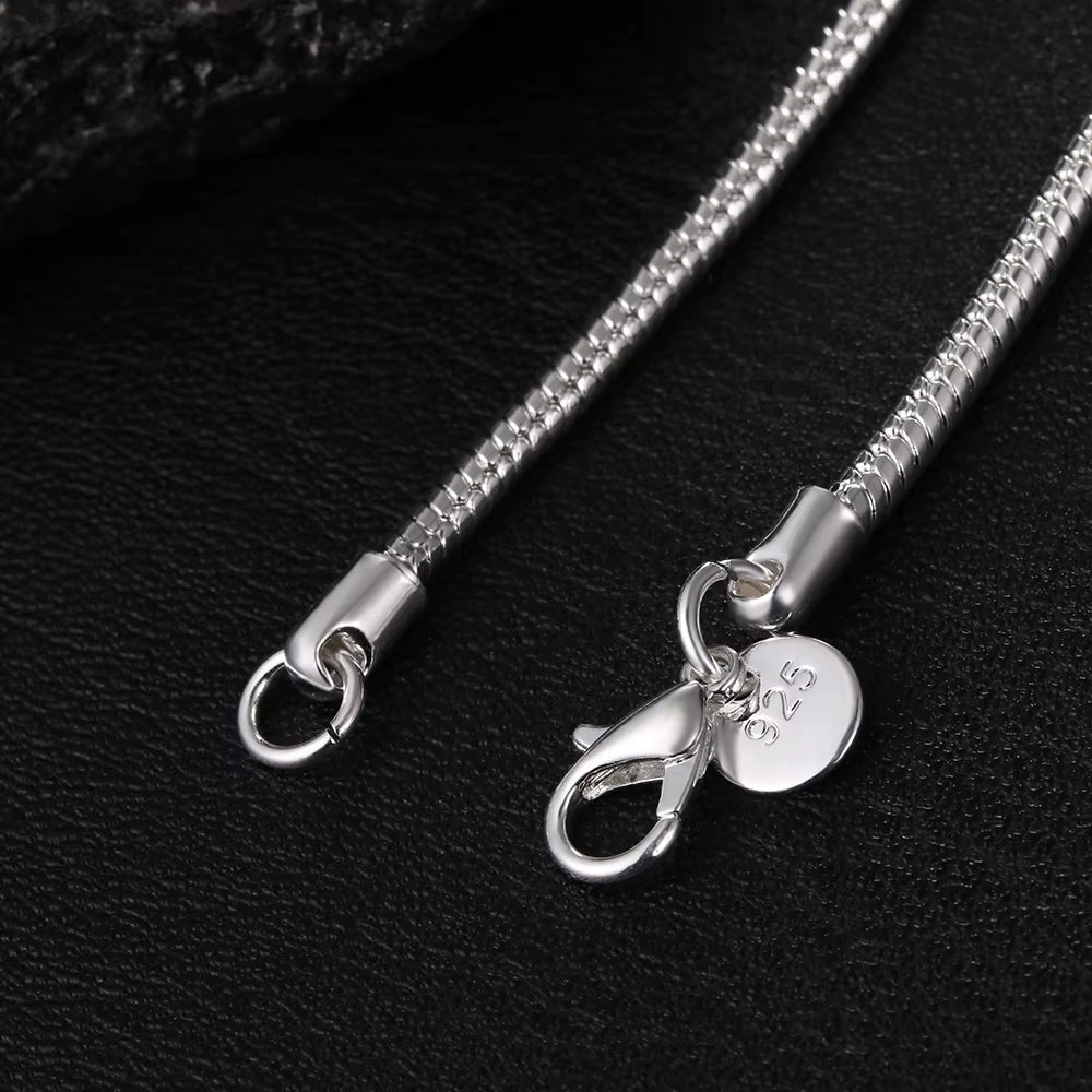 40-75Cm 925 Sterling Silver 1MM/2MM/3MM Solid Snake Chain Necklace for Men Women Fashion Jewelry for Pendant Free Shipping