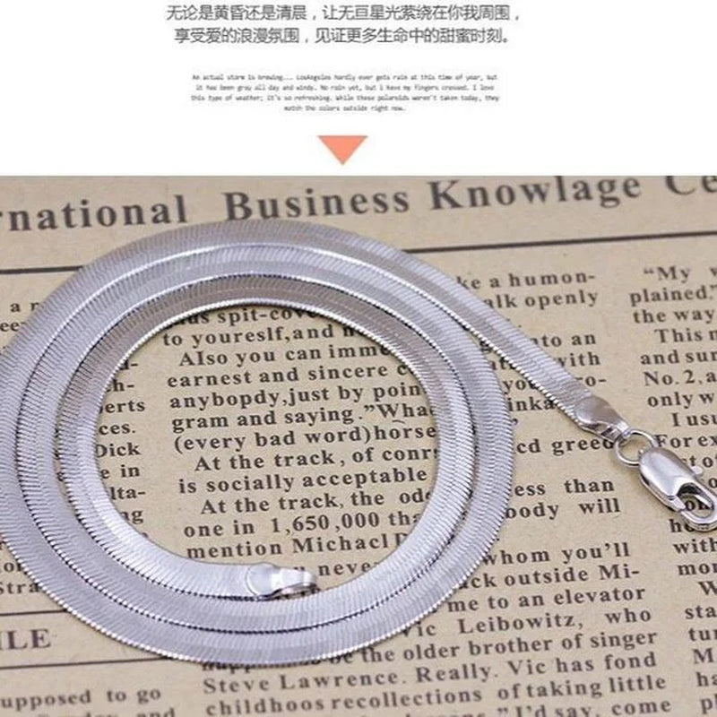 925 Sterling Silver Fine 4MM Blade Chain Necklace for Women Men Luxury Wedding Party Jewelry Holiday Gifts