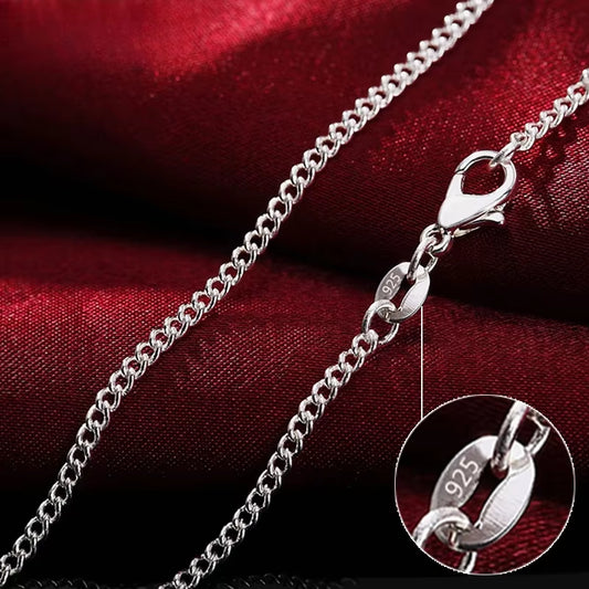 925 Sterling Silver 40-75CM LONG 2Mm Width Side Chain Necklace for Women Man Fashion Wedding Charm Jewelry