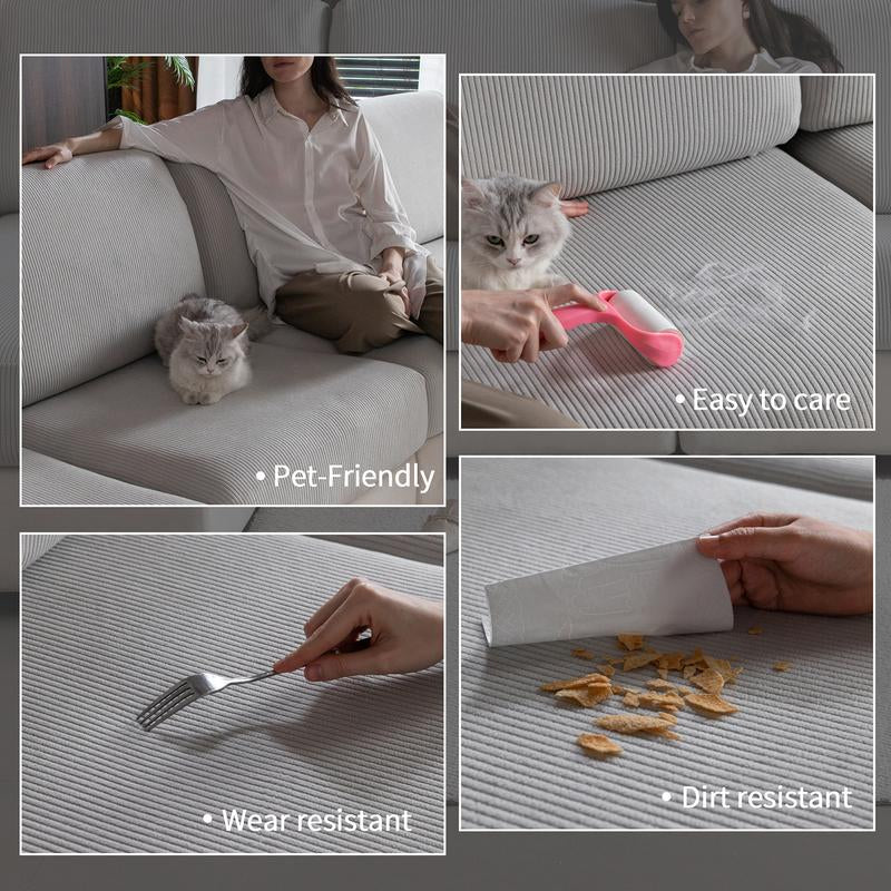 Universal Elastic Sofa Cushion Cover, Modern Anti-Slip Protector for L-Shaped Sofas, Non-Sensitive Goods, Woven Weaving Method, Dustproof Sofa Slipcover, No Plug Type