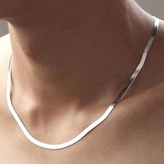 925 Sterling Silver Fine 4MM Blade Chain Necklace for Women Men Luxury Wedding Party Jewelry Holiday Gifts