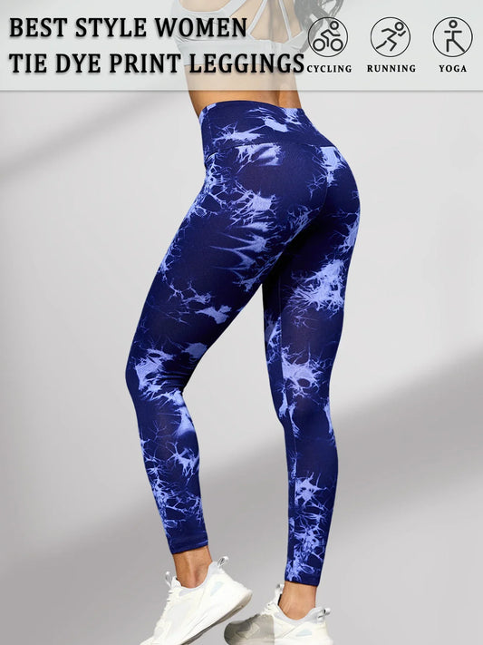 Super Soft High Waisted Tie Dye Leggings for Women Yoga Running Gym No See through Workout Athletic Tights Push up Gym Fitness