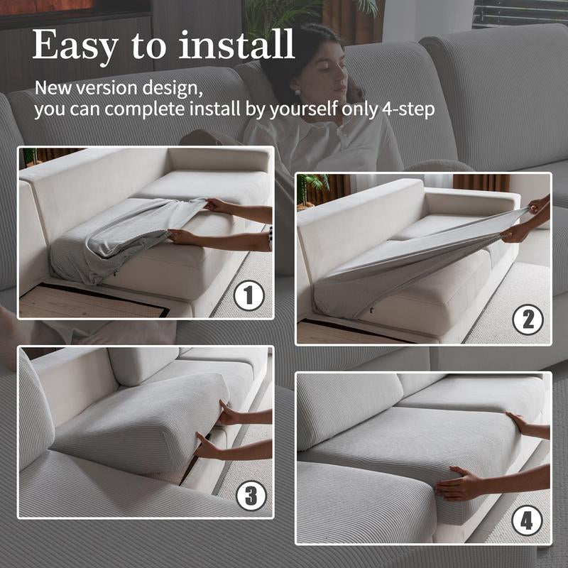 Universal Elastic Sofa Cushion Cover, Modern Anti-Slip Protector for L-Shaped Sofas, Non-Sensitive Goods, Woven Weaving Method, Dustproof Sofa Slipcover, No Plug Type