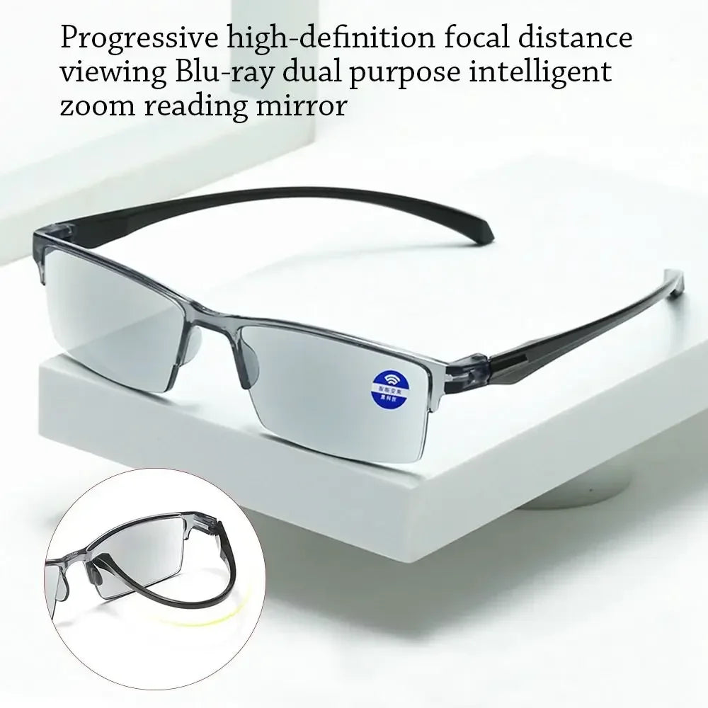 Smart Automatic Zoom Reading Glasses anti Blue Ray Eyeglasses Autofocus Power Half-Rim near Far Computer Glasses