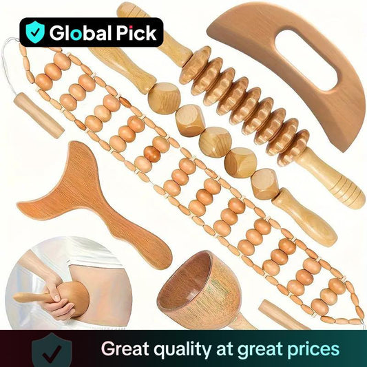 Manual Massage Tool, Wooden Massage Tool, Body Relaxation Massage Tool Set for Women & Men Daily Use, Body Care